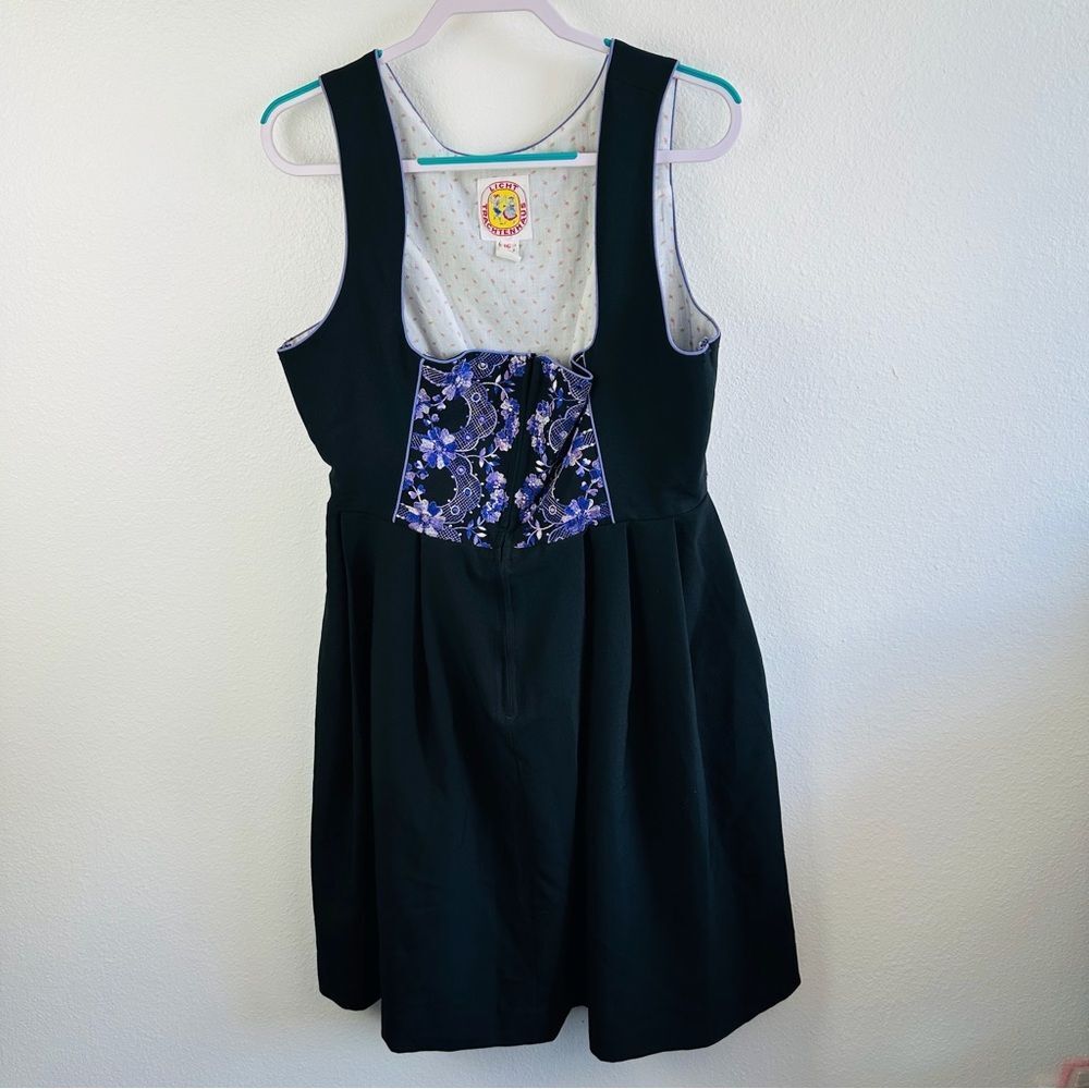 Licht Tractenhaus Dirndl Dress Black Purple Embroidered Size 16 Oktoberfest